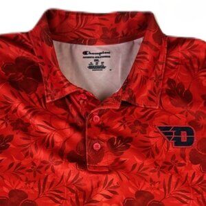 Champion Dayton Flyers Button Up Shirt Mens 2XL Red Floral Hawaiian NCAA